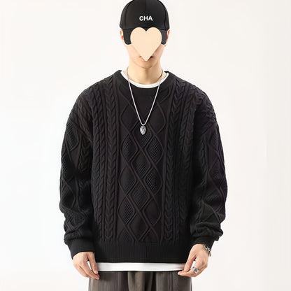 A1. Round Neck Sweater Men's Loose Sweater