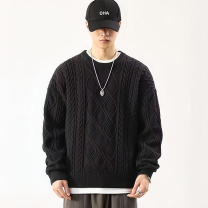 A1. Round Neck Sweater Men's Loose Sweater