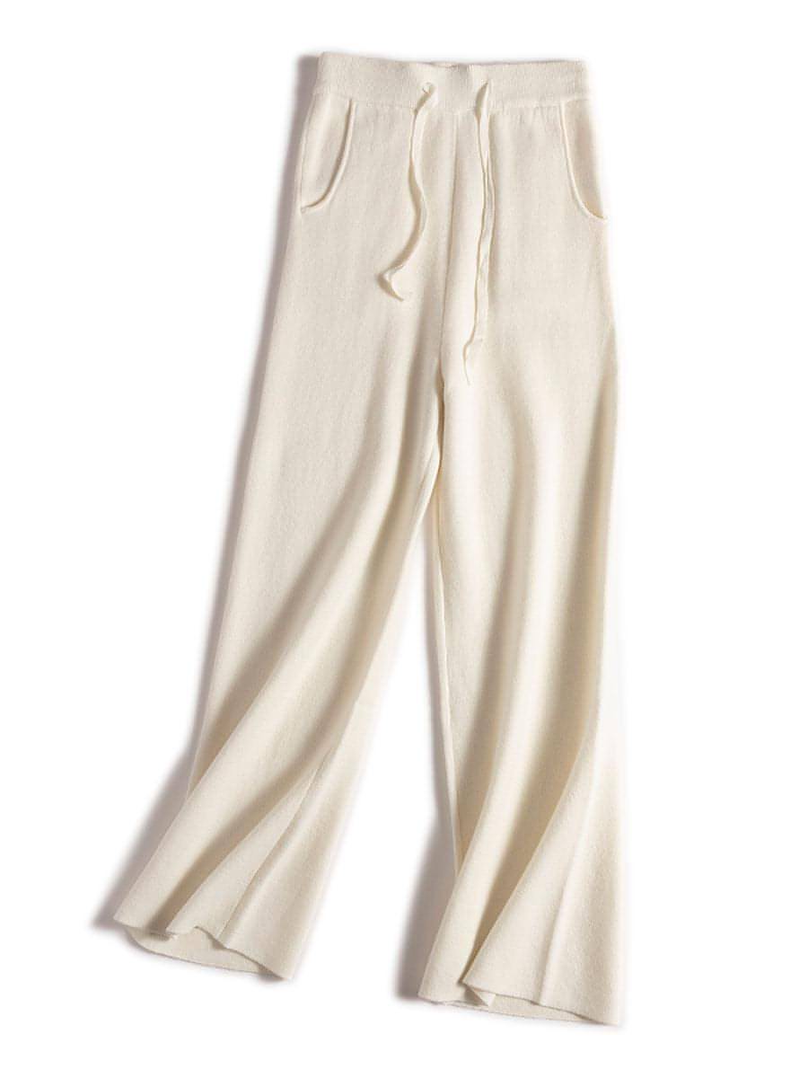 Thick Version Soft Glutinous Wool Drawstring High Waist Straight Wide Leg Pants