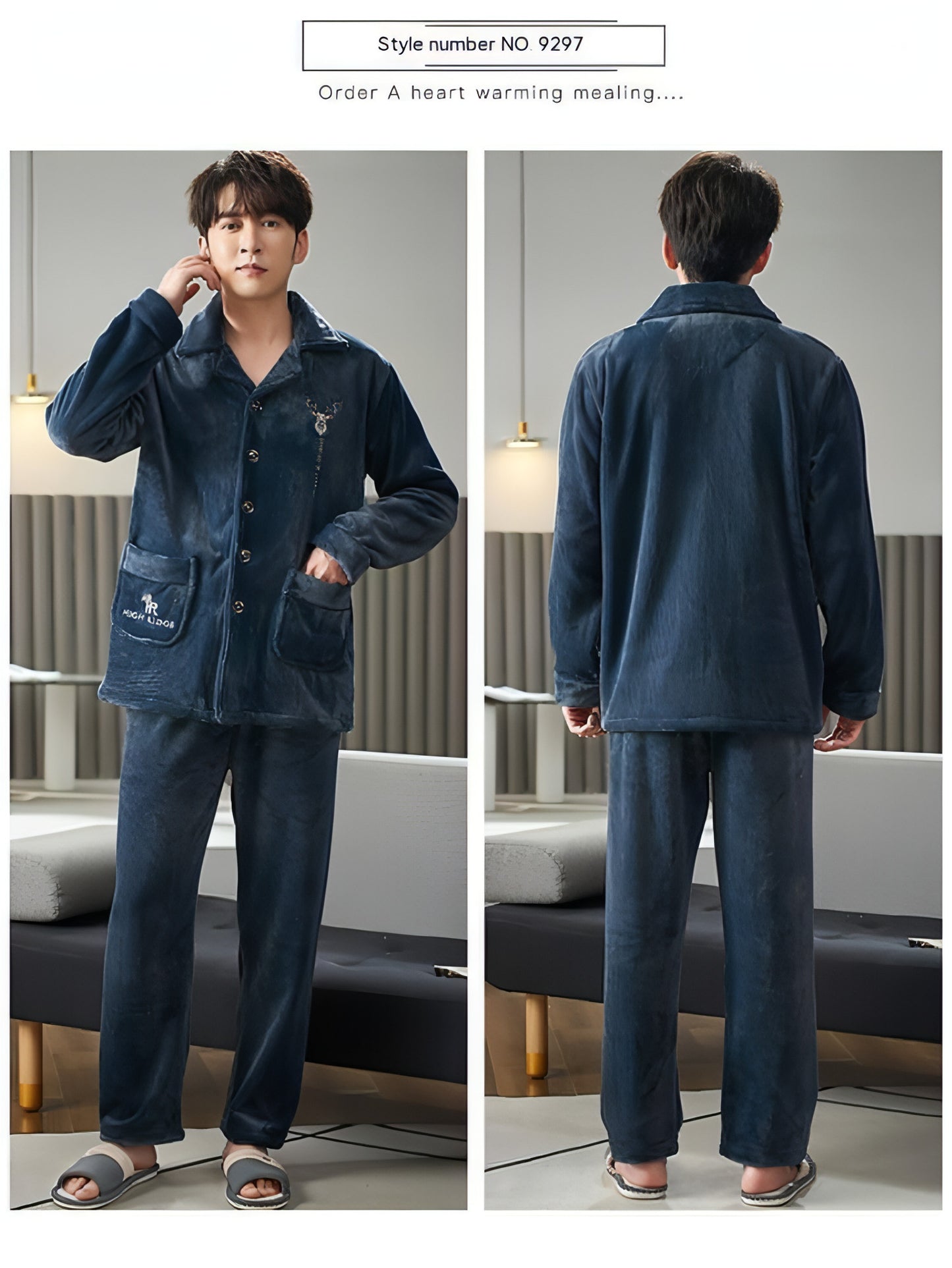 Men's Winter Flannel Pajamas Suit