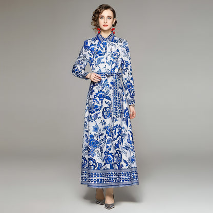 Women's Printed Long Sleeve Dress