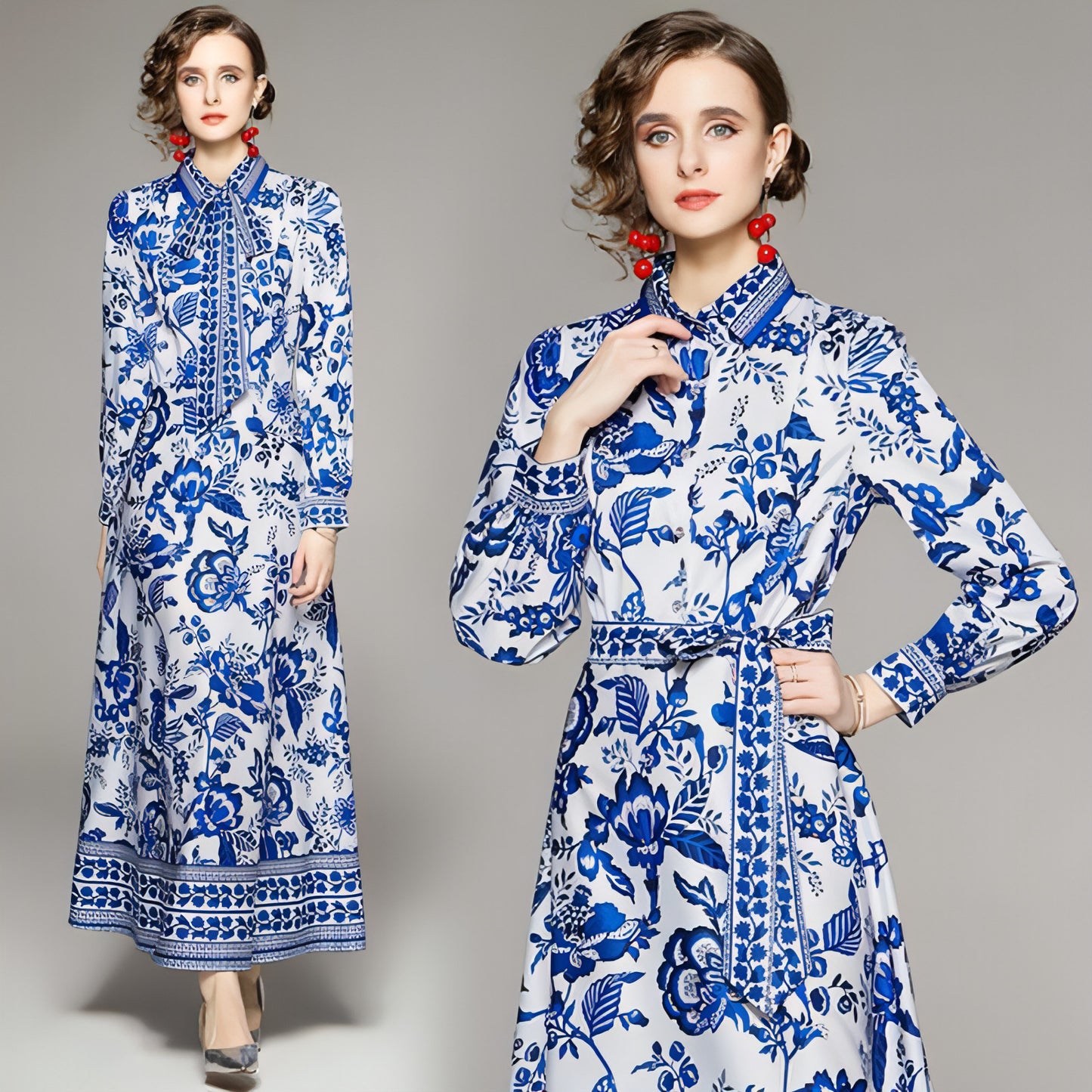 Women's Printed Long Sleeve Dress