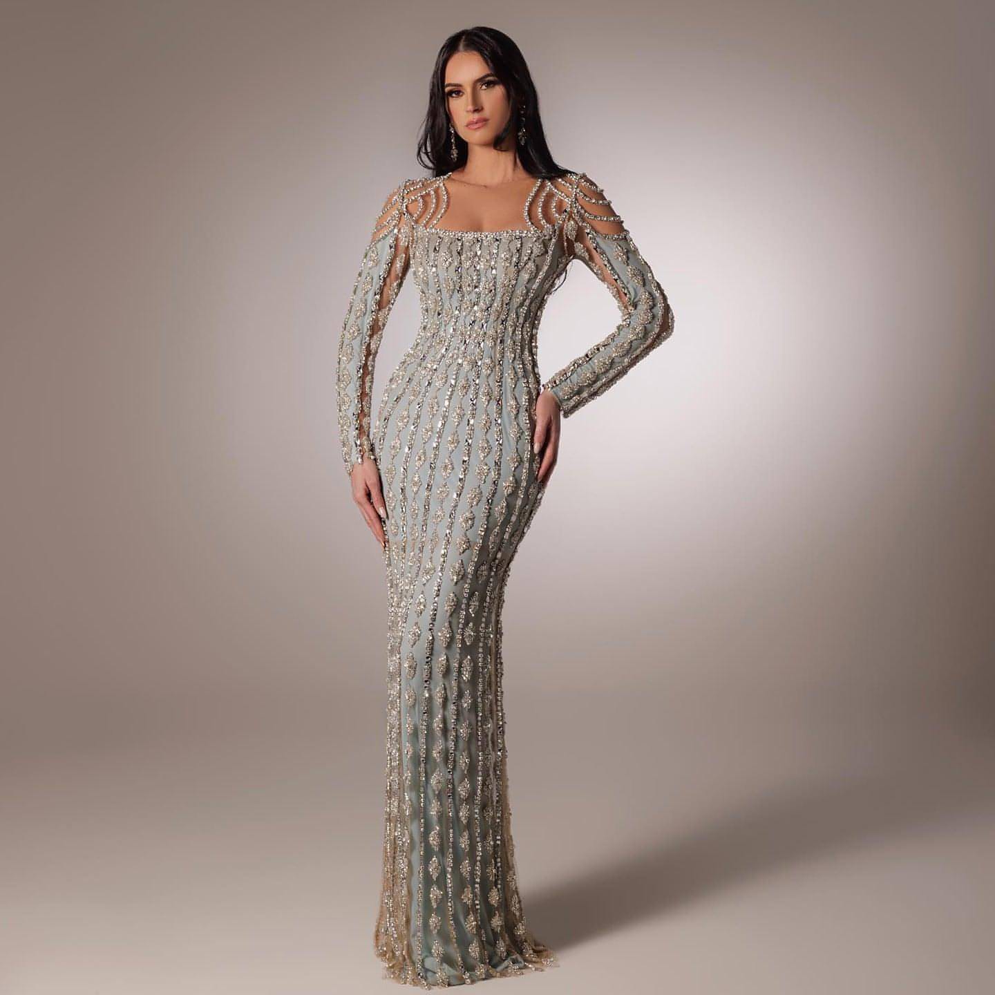 A Long Sleeve Long Slim Fishtail Dress