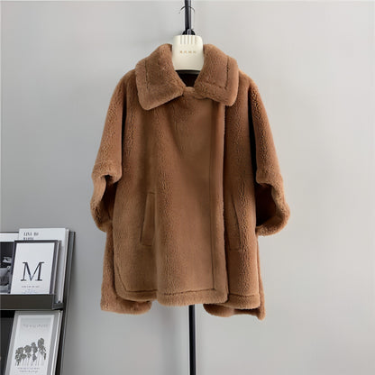 Women's Mid-length Loose Batwing Sleeve Lamb