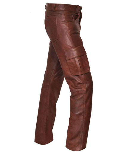 Solid Color Men's PU Leather Men Jeans Pants