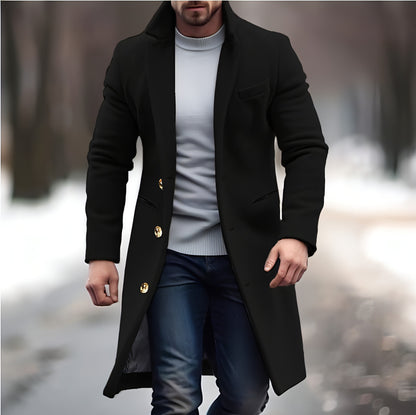 Woolen Coat Men's Mid-length Trench Coat Multi-color