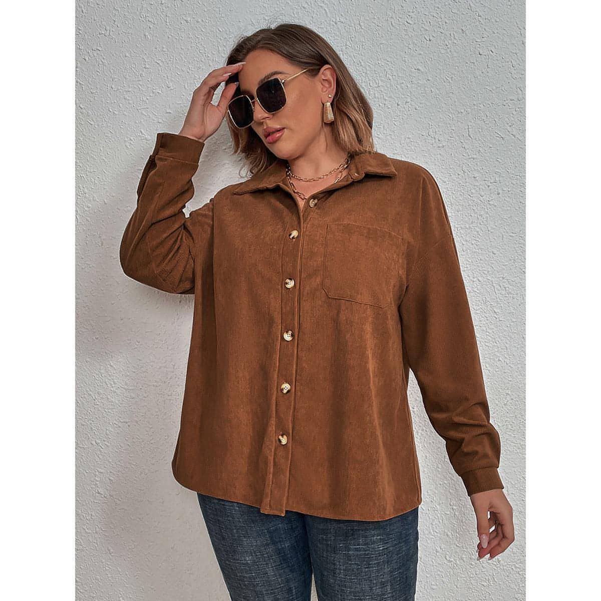 Women's Corduroy Long-sleeved  Dress Shirt