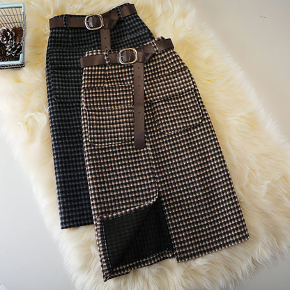 Women's Fashion Mid-length Woolen Skirt