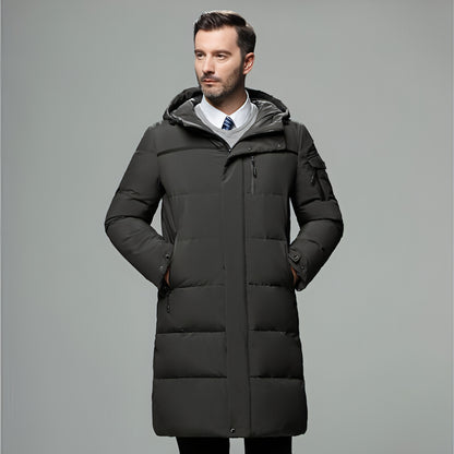 Long padded down jacket for men