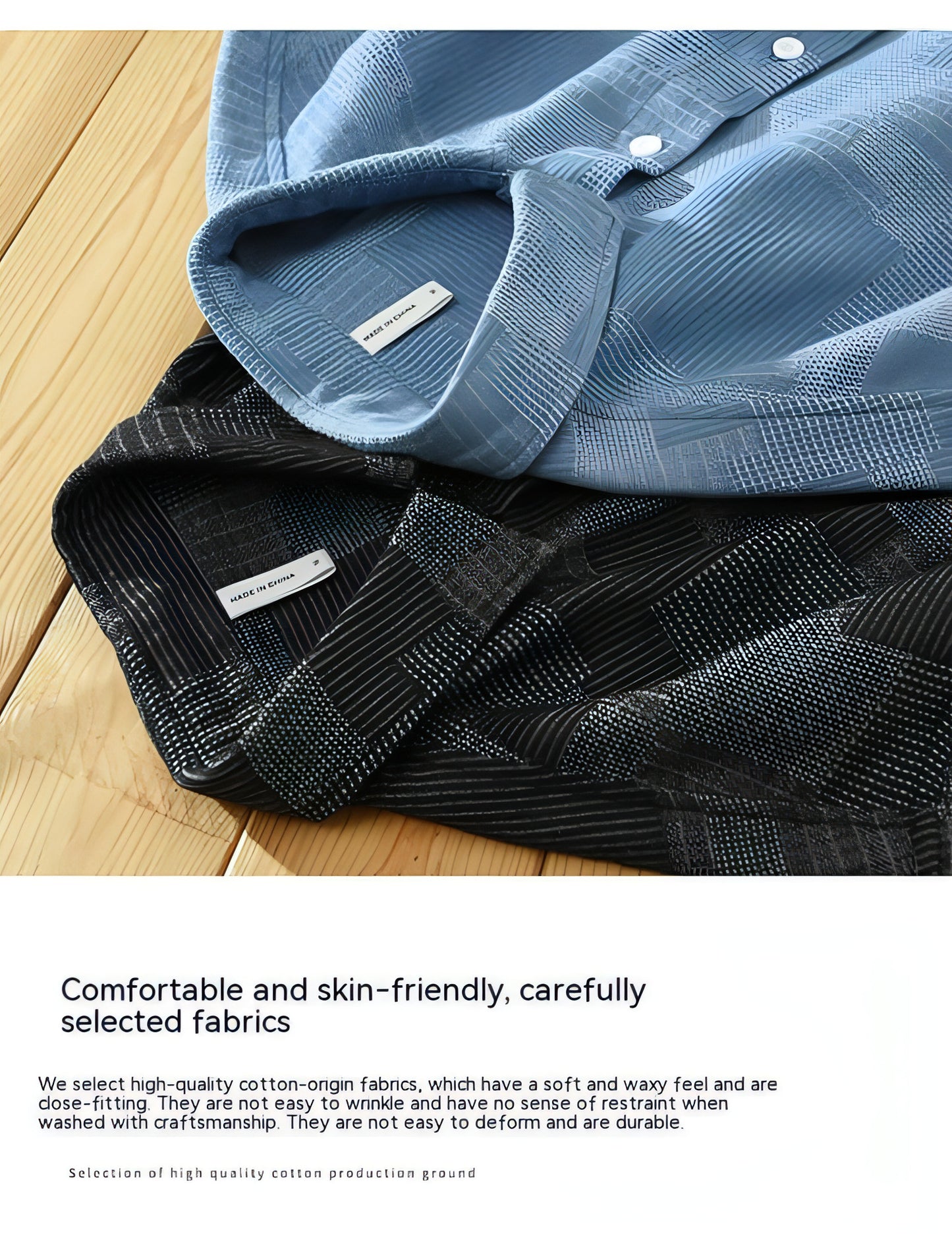 Jacquard Color Matching Casual Denim Long-sleeved DressShirt Men's