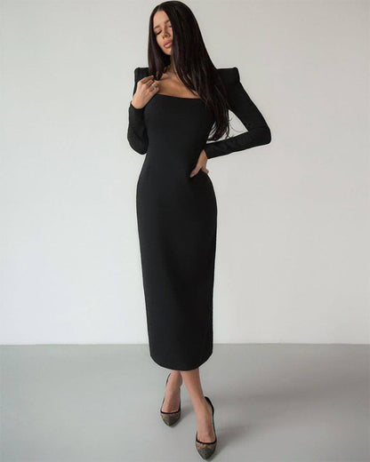 A1. Long Skirt, Square Neck, Slim Fit