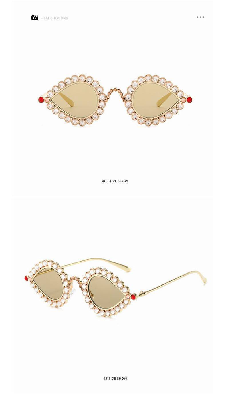 Z. Metal Small Frame Diamond Sun Glasses Accessories