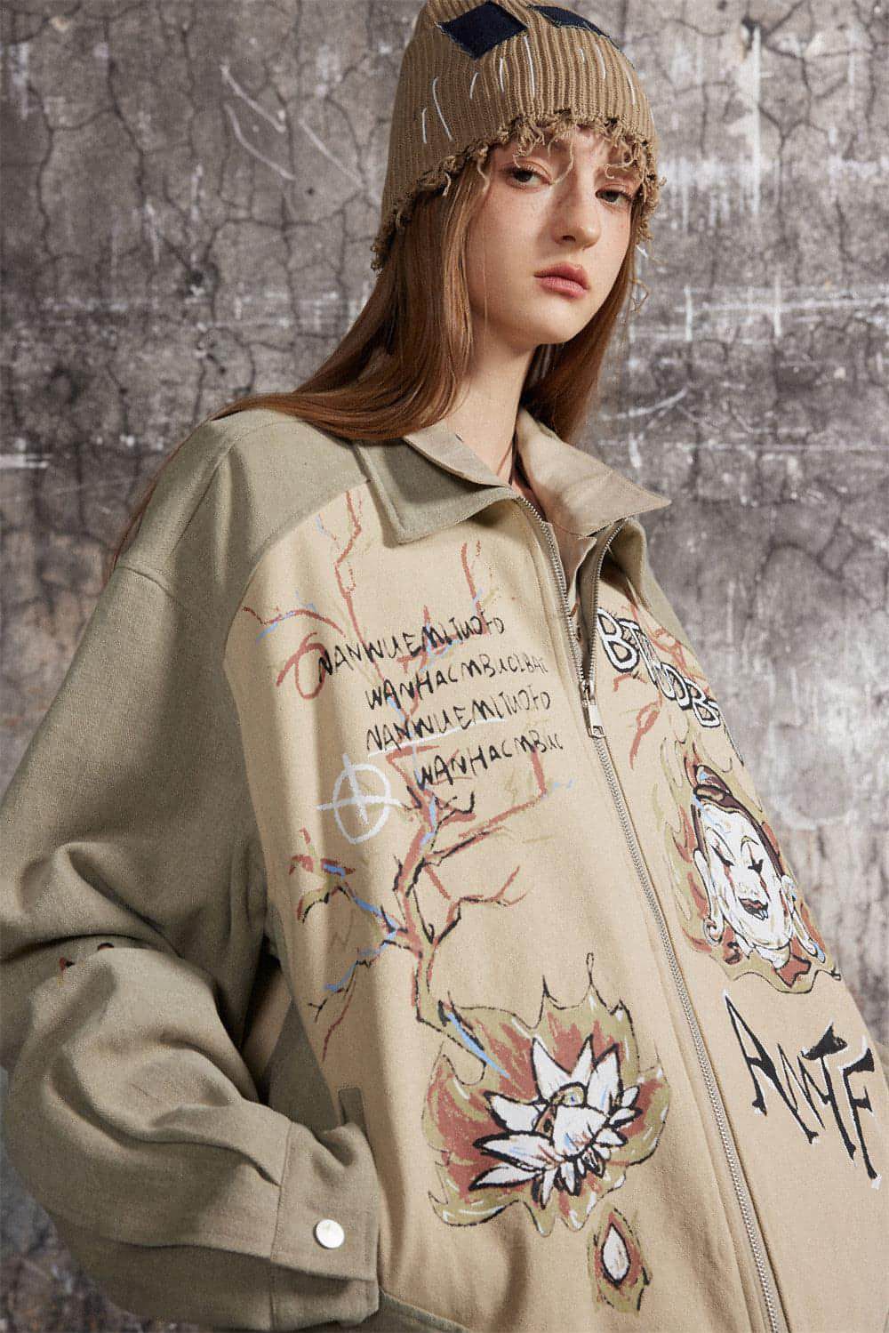 Chaqueta vaquera con estampado de pintura al óleo y grafiti cultural para hombre