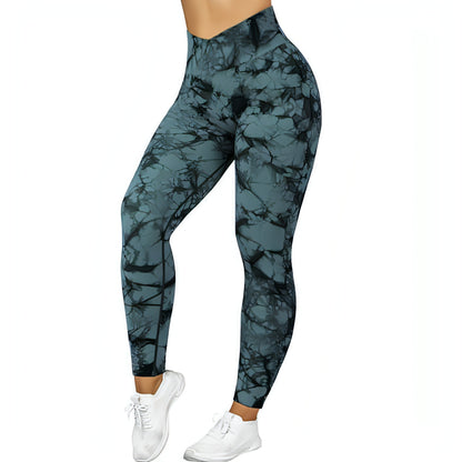 Leggings sin costuras con efecto tie dye para mujer, pantalones de yoga, leggings push up para deporte, fitness, correr, gimnasio