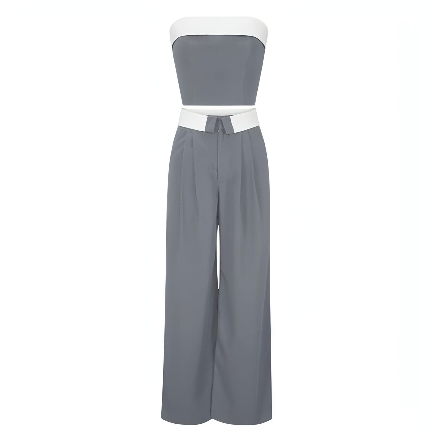 Contrast Color Vest Wide-leg Suit Pants Fashion Casual Two-piece Suit