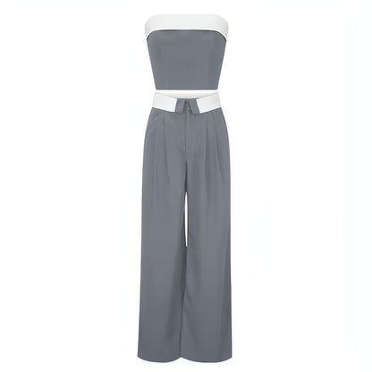 Contrast Color Vest Wide-leg Suit Pants Fashion Casual Two-piece Suit