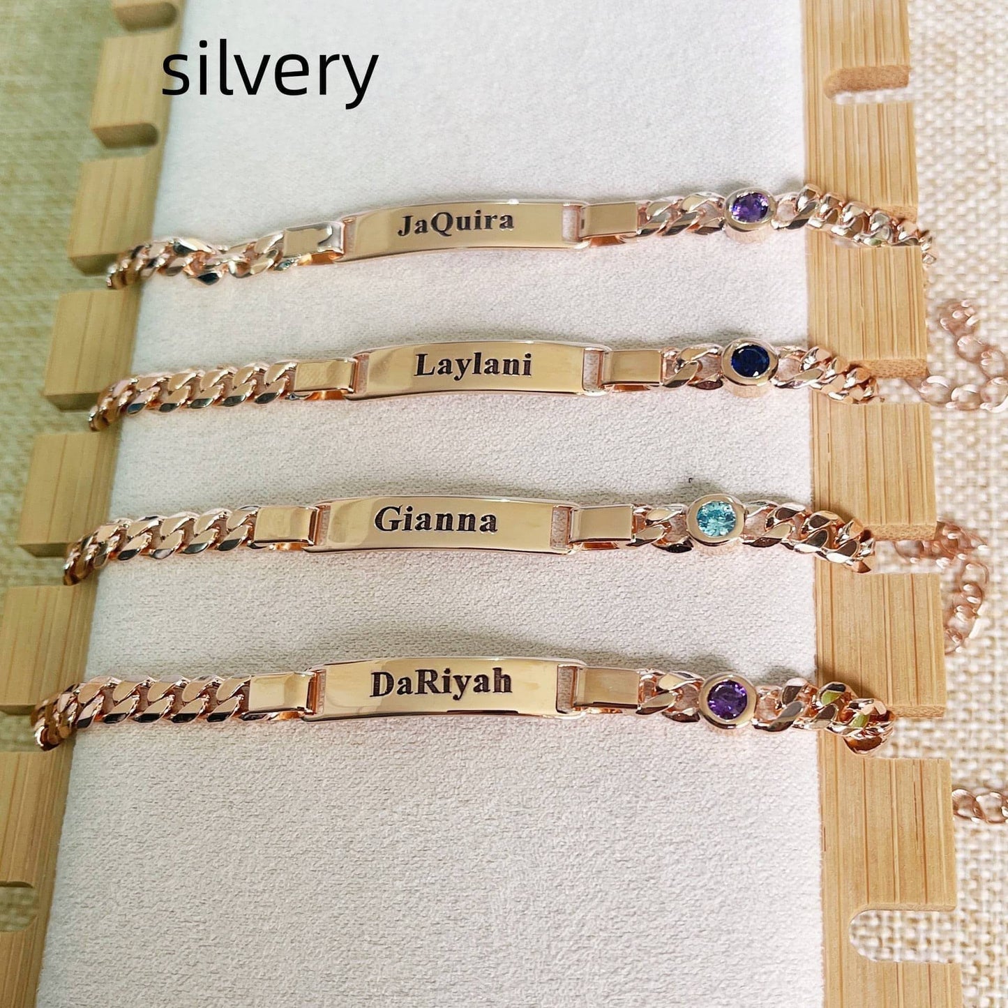 Baby Birthstone Bracelet Stainless Steel Gold Plated