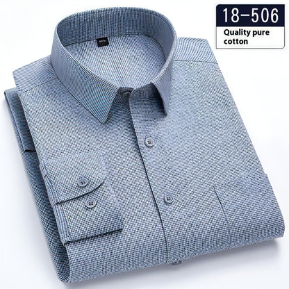 Men's Long Sleeve Solid Color Pocket Light Business DressShirt