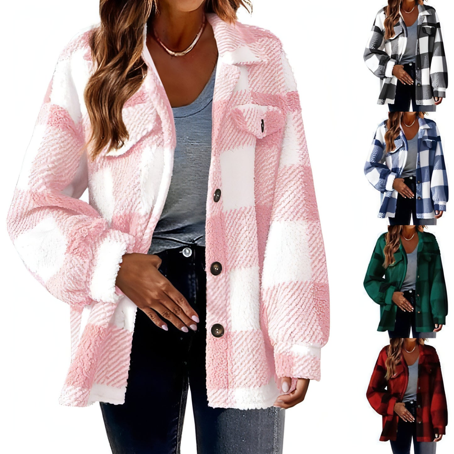 Women's Fashion Jacket Button Plush Coat