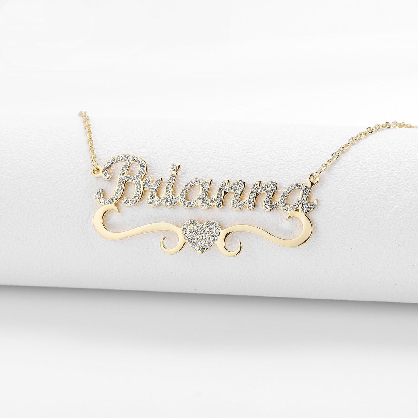 Personalized Heart Iced Out Name Necklace – Butterfly Pendant