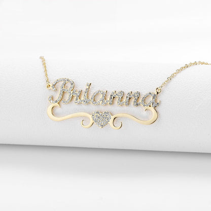 Personalized Heart Iced Out Name Necklace – Butterfly Pendant