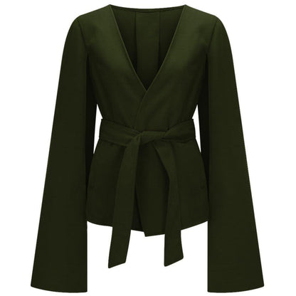 Women's Pure Color Slim Fit Woolen Coat Jacket