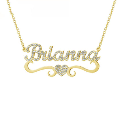 Personalized Heart Iced Out Name Necklace – Butterfly Pendant