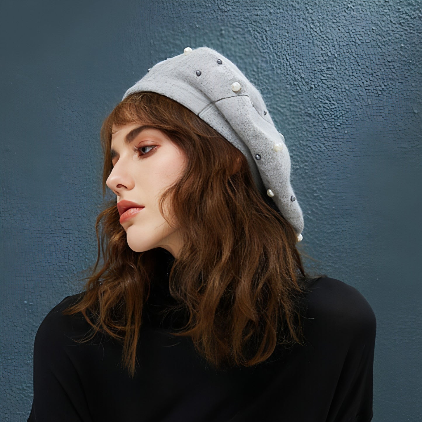 Autumn and winter all-match pearl beret adult hat