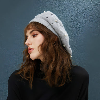 Autumn and winter all-match pearl beret adult hat