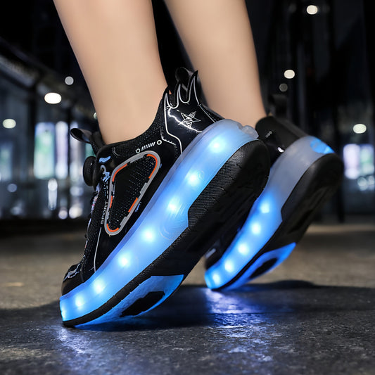 Mesh Double Wheel Heelys Childrening Luminous Charging Skate Shotos de skate de skate