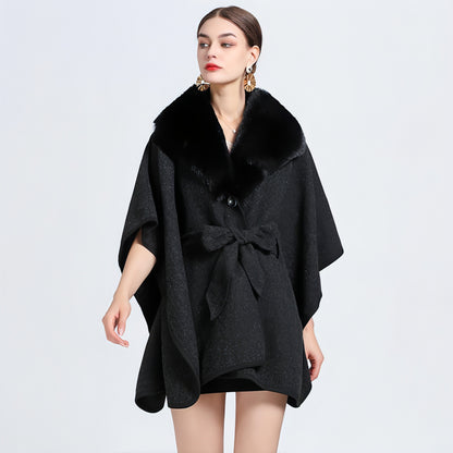 Collar Knit Shawl Cape Women Jacket