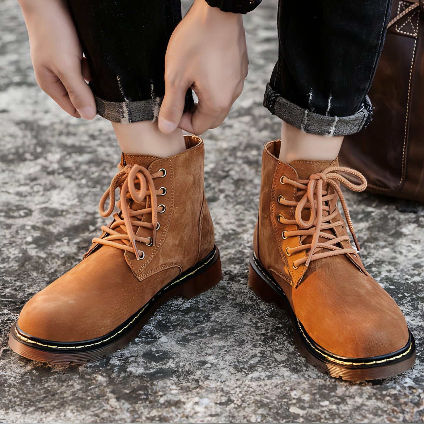 high-top casual single boots men