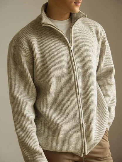 Knitted Zipper Jacket Loose Casual Turtleneck Men's Sweater