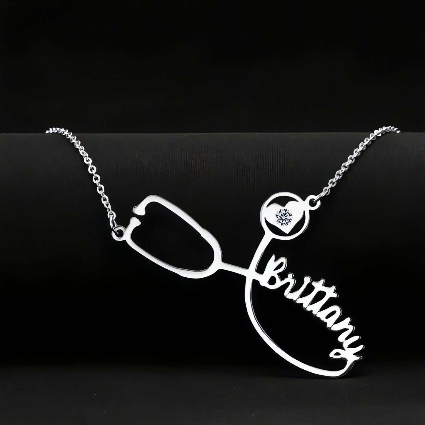 Custom Engraved Stethoscope Name Necklace – The Perfect Gift for Medical Professionals!