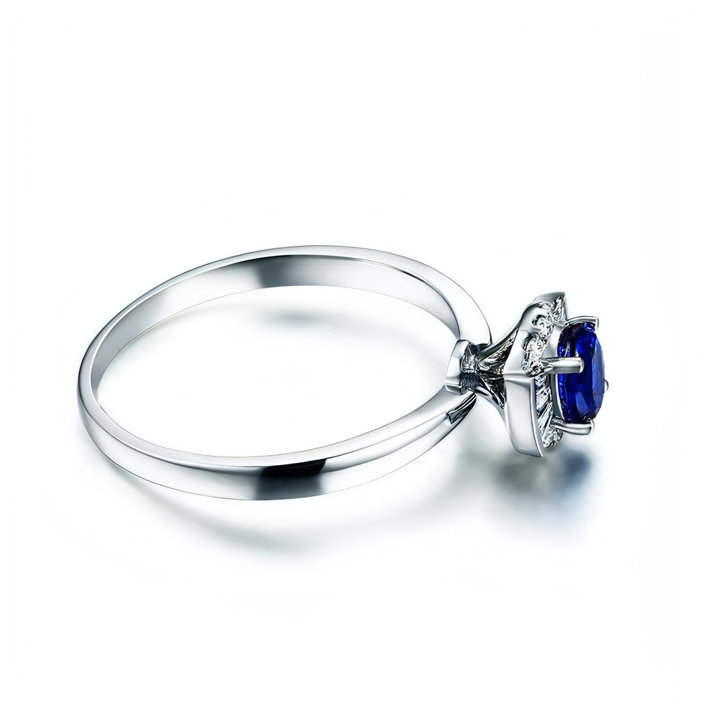 Sapphire & Diamond Inlaid 18K Gold Women's Ring