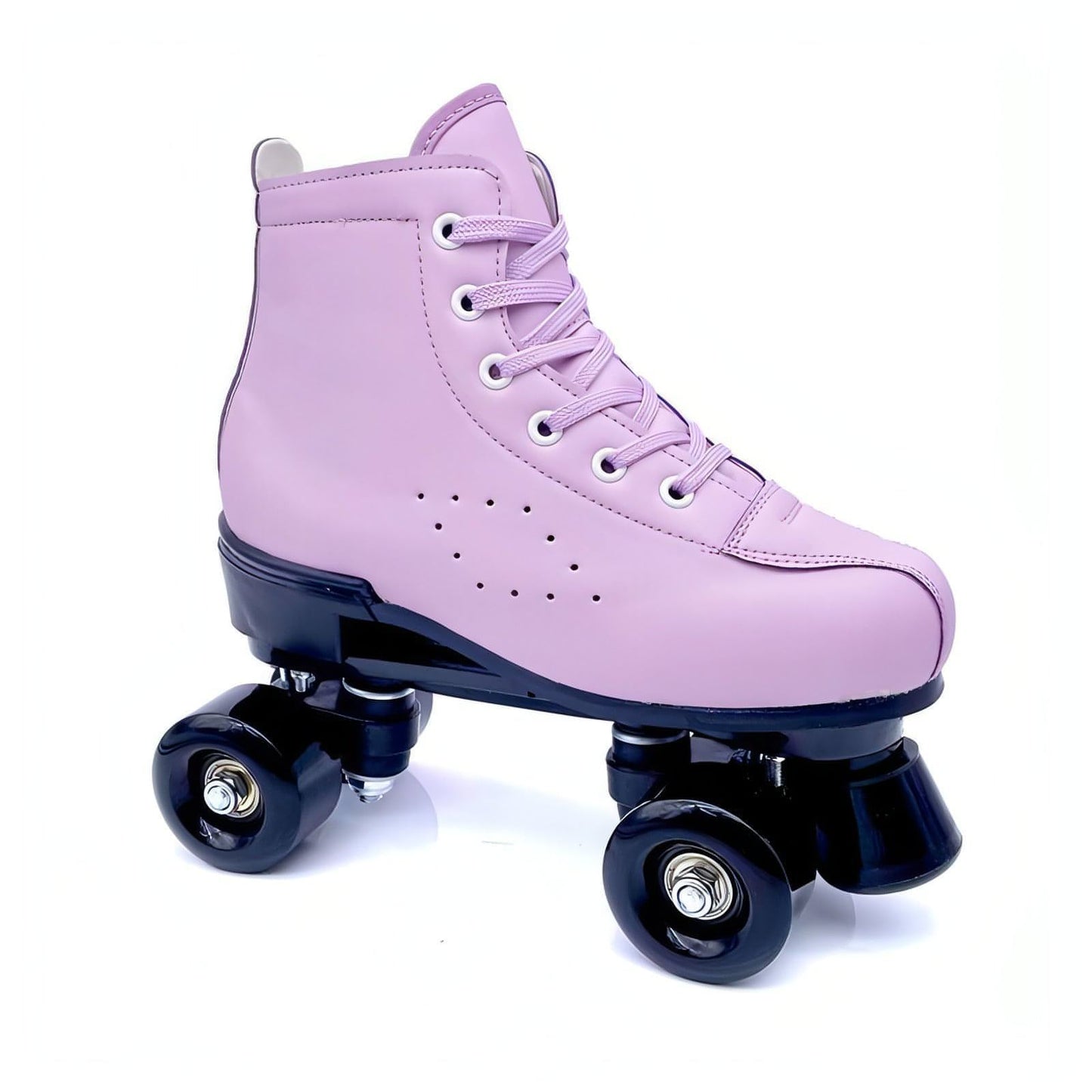 Patins roxos de couro de linha dupla