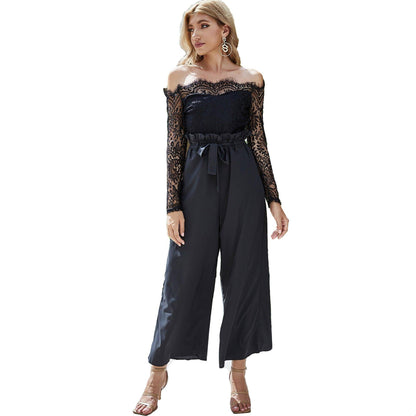 Off-Neck-Jumpsuit mit weitem Bein für Damen