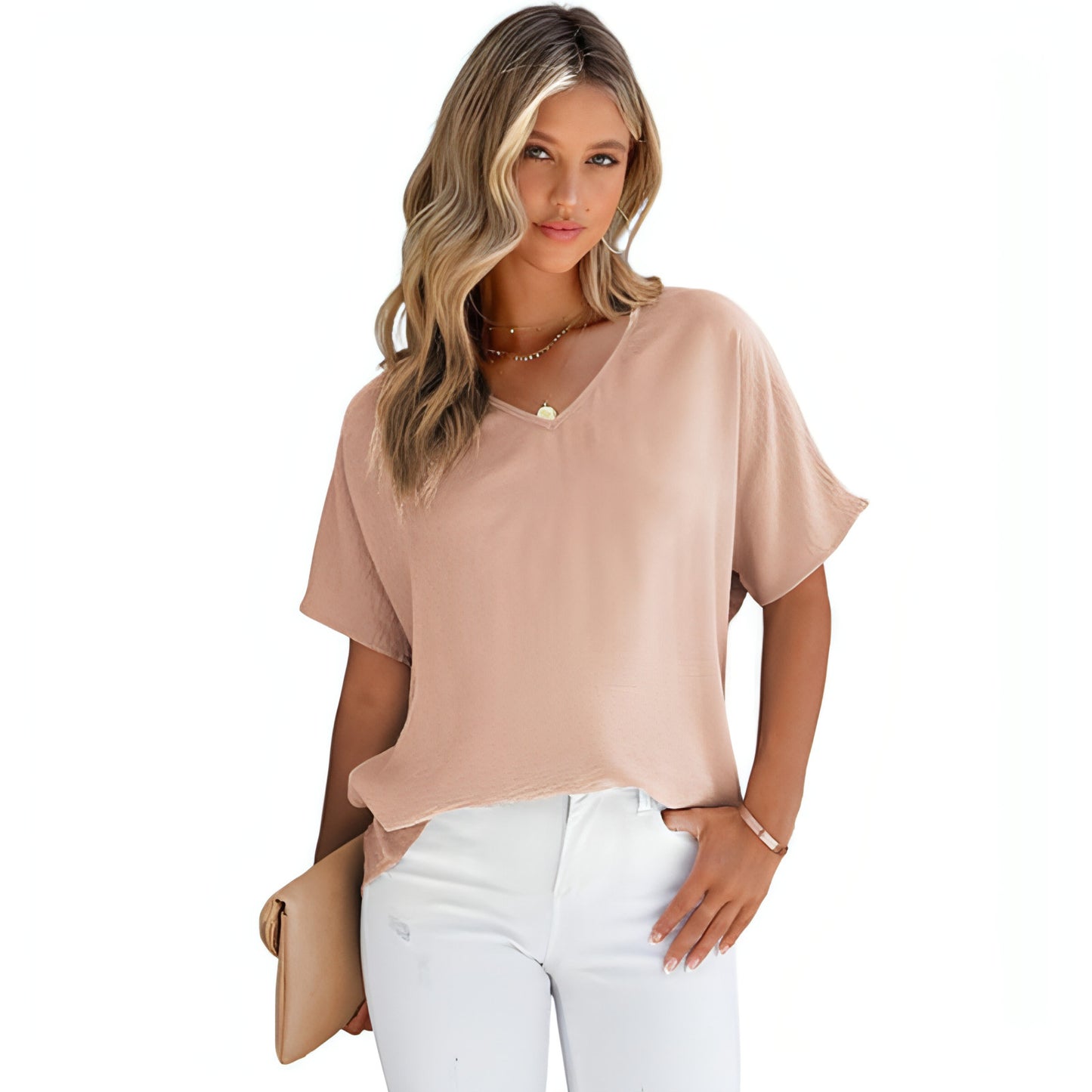 Leisure Solid Color T-shirt Women