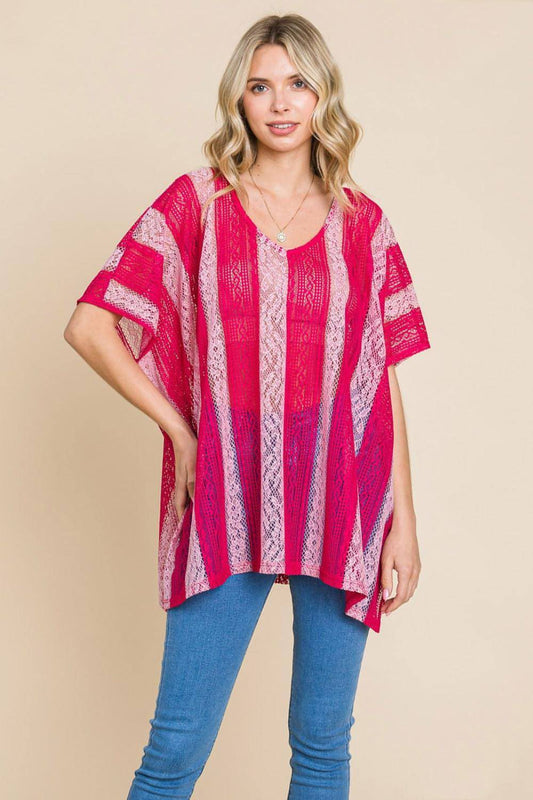 Cotton Bleu av Nu Label V Neck Drop Shoulder Size Top