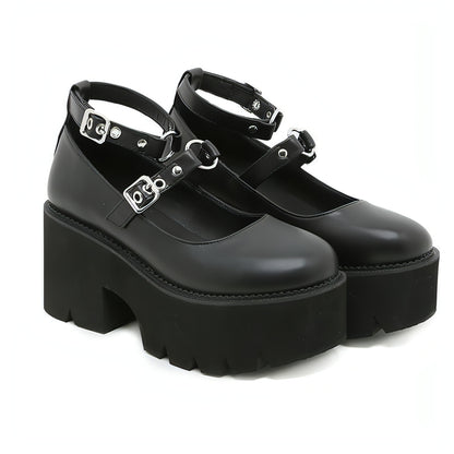 Buckle British Style Retro Platform Shoes