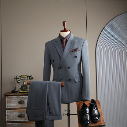 Double Breasted Stripes Suit Men's Suits