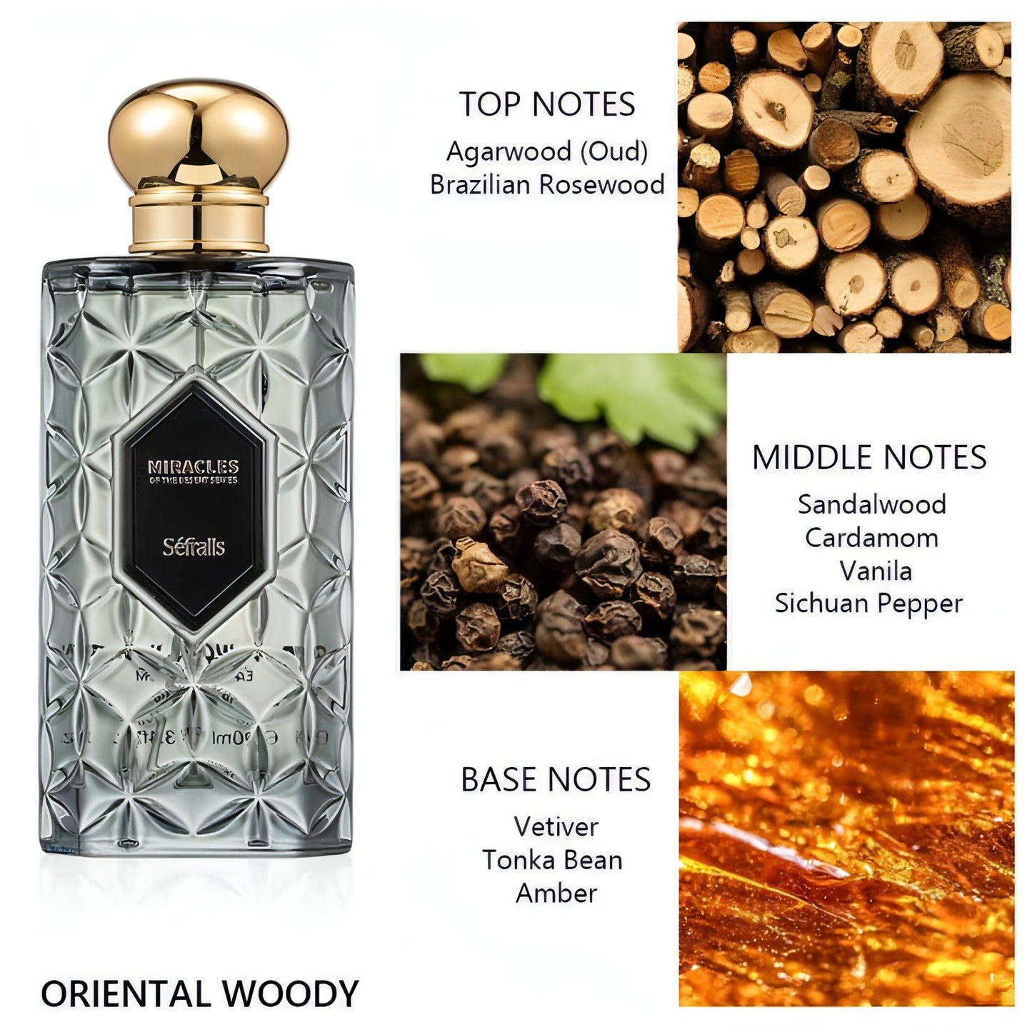 Miracles Sefralls Noir Wood Night Perfume Woody Fragrance Luxury Perfumes Woody  Long Lasting Signature GRACEFUL Fragrance