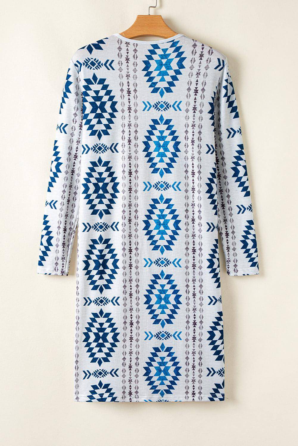 Sky Blue Western Azteken gedruckt gedruckt vorne mit langer Strickjacke gedruckt