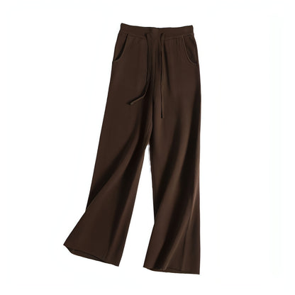 Thick Version Soft Glutinous Wool Drawstring High Waist Straight Wide Leg Pants