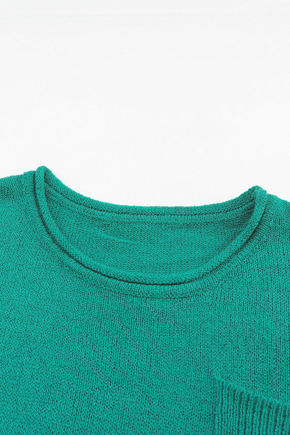 Grüne Feste Farbe von Schulterrippenstrickpullover mit Tasche