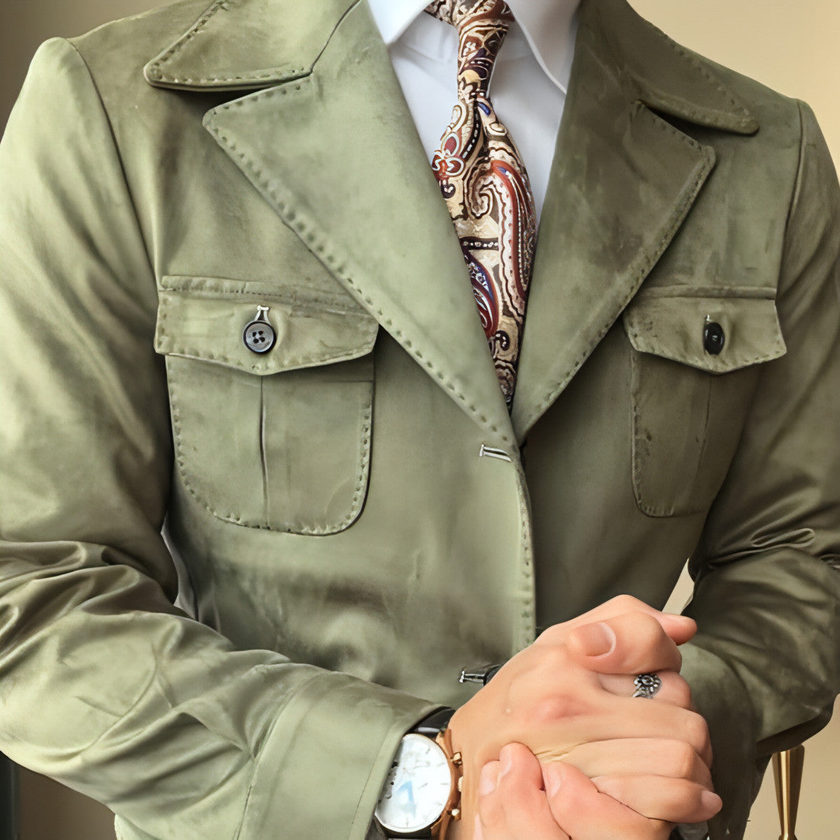 Chaqueta de terciopelo de ante retro para hombre de primavera