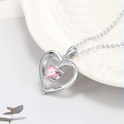 Ladies Elegant Heart Zircon Love Pendant Necklace