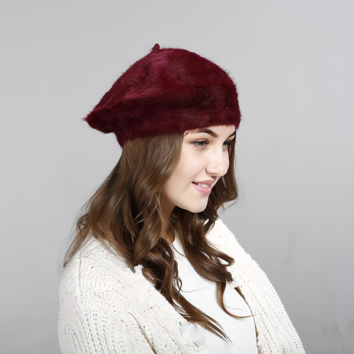 Gorro de lana de color liso para mujer