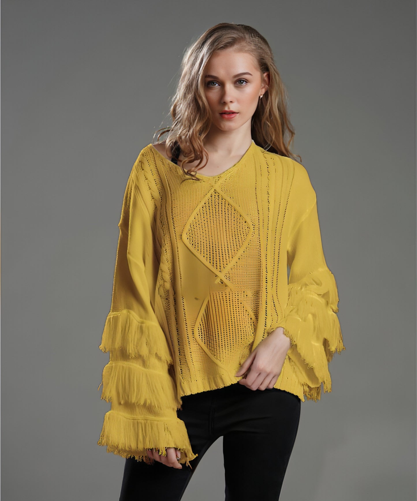 Pullover Loose Sweater Women Tassel Pure Color