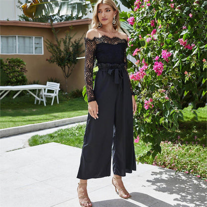 Off-Neck-Jumpsuit mit weitem Bein für Damen